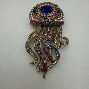 Multicolor Crystal Jellyfish Brooch